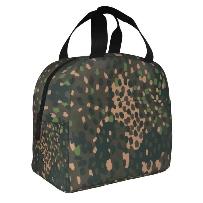 Erbsenmuster Pea Dot German Camo Insulated Lunch Tote Bag Military Army Camouflage Cooler Thermal Food Lunch Box Kids School