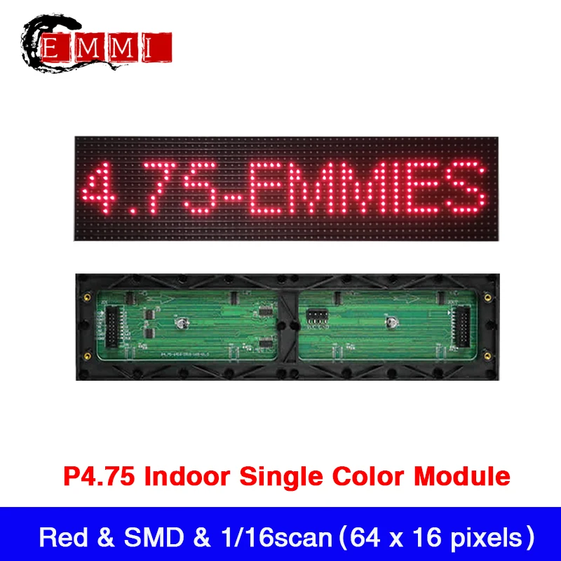 P4.75 Indoor Red Color LED Display Panel 304mm x 76mm 64 x16 Pixels SMD Module | Modules