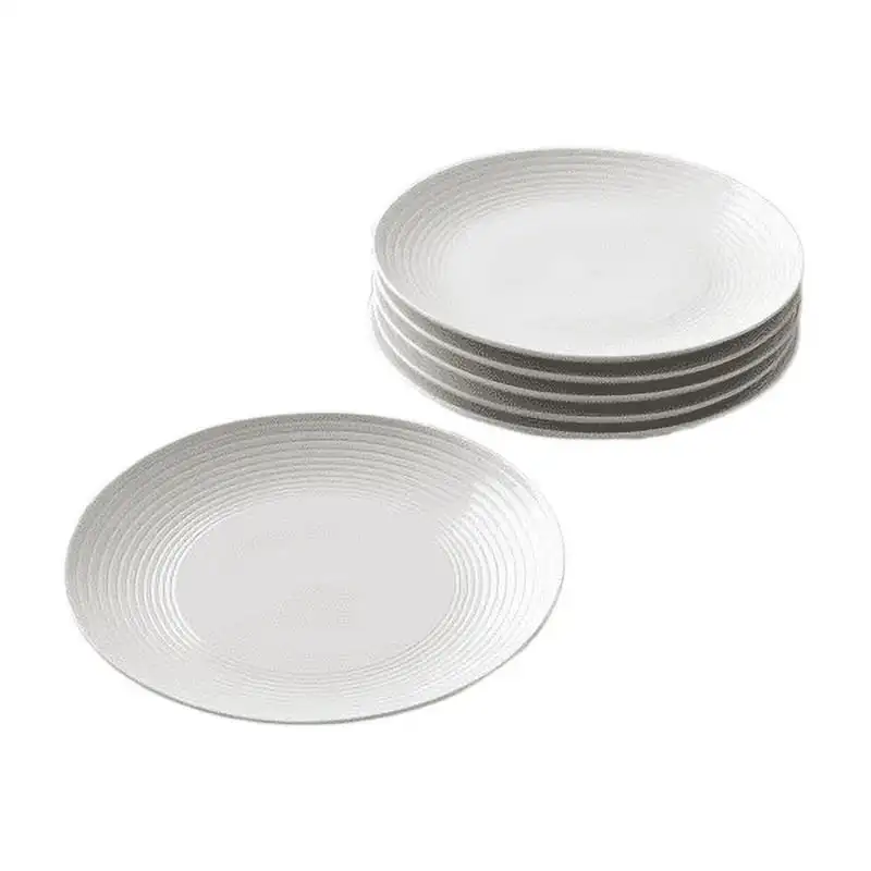 

Porcelain Ribbed Dinner Plates, White, Set of 12