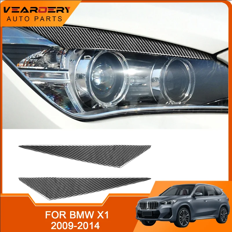 

Для BMW X1 E84 2009-2014 крышки для передних фар из углеродного волокна для бровей и глаз, накладка на фару, наклейка для защиты от перенапряжения, автомобильные аксессуары