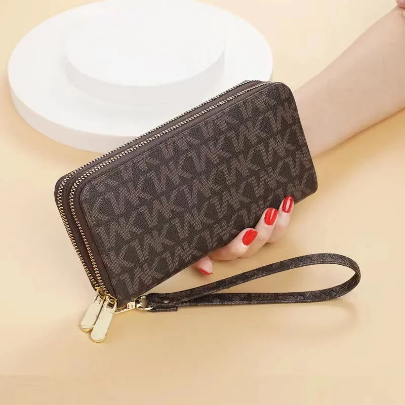 

JVK Women Long Wallets Double Zipper Clutches Purse Big Letter Wristlet Wallet Phone Portfel Damski Card Holder Lady Wallets