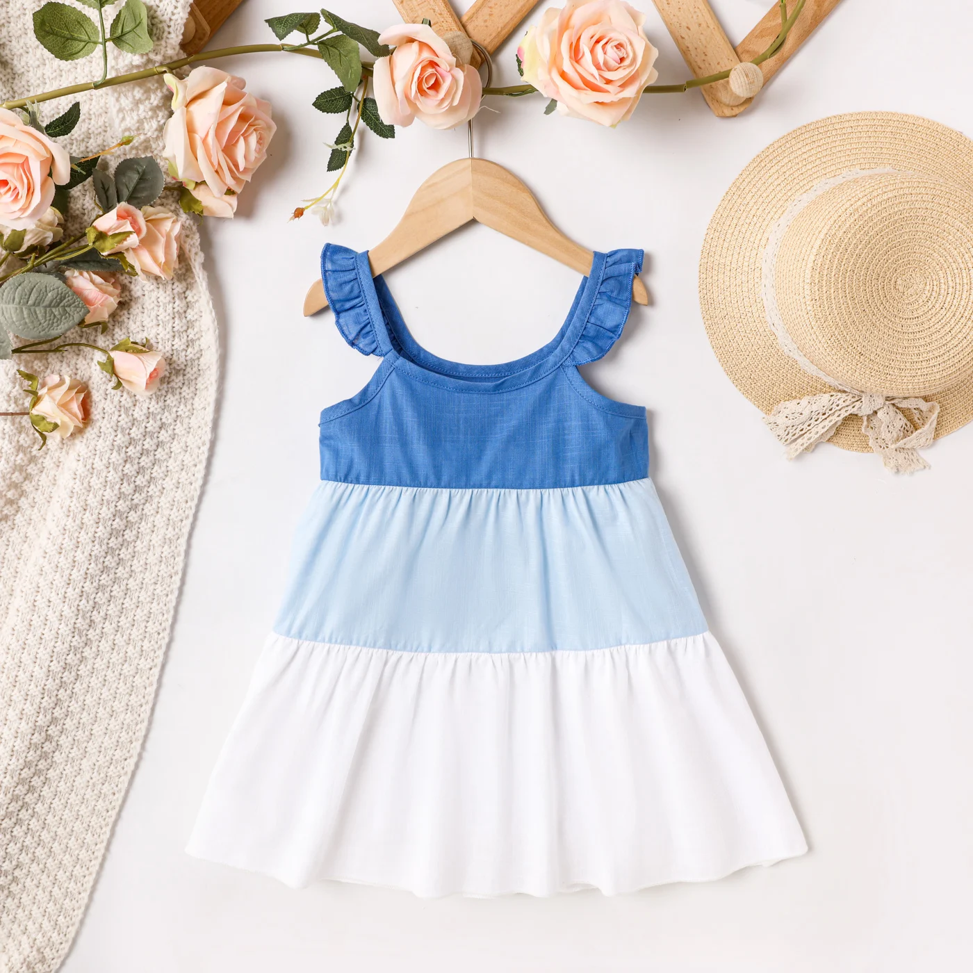 

PatPat Toddler Girl Sweet 100% Cotton Colorblock Sleeveless Dress