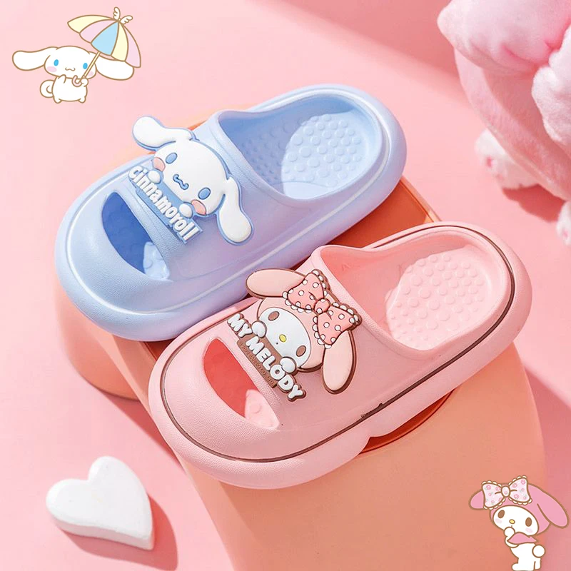

Kawaii Sanrio Children Slippers My Melody Cinnamoroll Anime Cute Cartoon Summer Outdoors Beach Anti-Slip Sandal Toys For Girls
