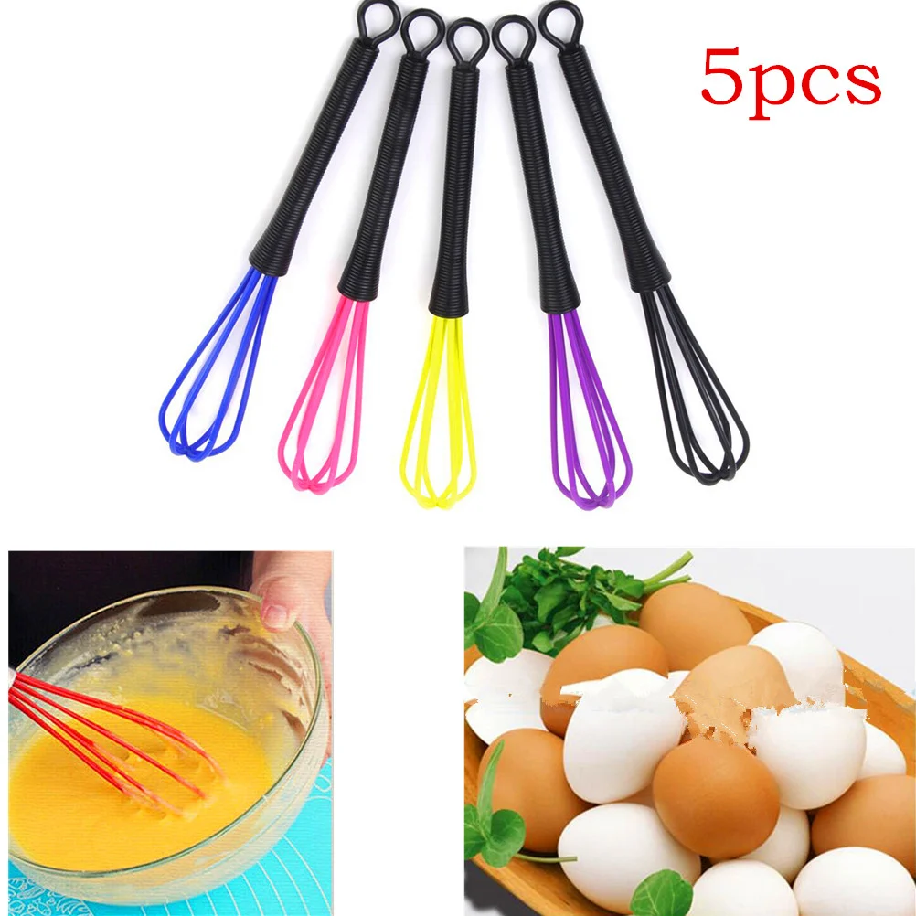 

5pcs Balloon Egg Whisk Colorful Salon Barber Hairdressing Dye Whisk Kitchen Egg Frother For Blending Whisking Beating ( )
