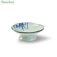 high foot dish dessert dish bowl household high temperature hand painted cat food bowl dried fruit plate cooking tableware