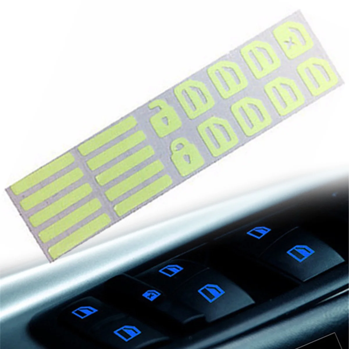 

Car Window Button Luminous Sticker Lifter Switch Night Fluorescent Decals Car Interior Stickers Auto Accessories