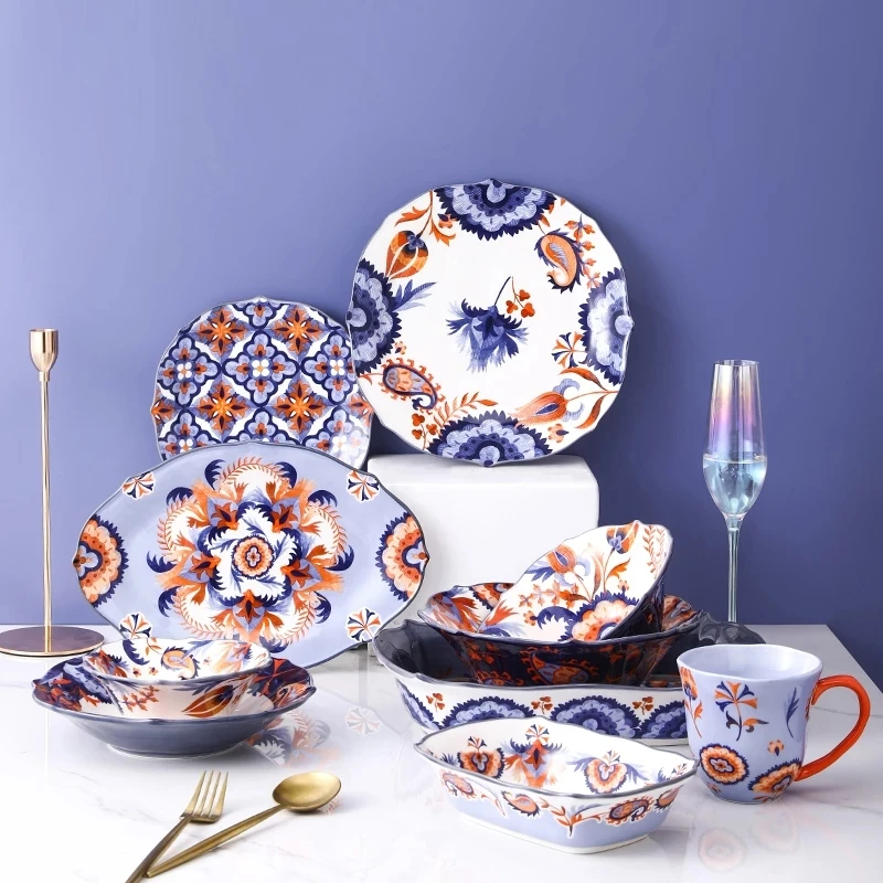 

Романтическая фиолетовая серия керамических тарелок, набор больших блюд с рыбками, 12 дюймов, выпечка, сковорода, фоточаша, кружка для завтра...