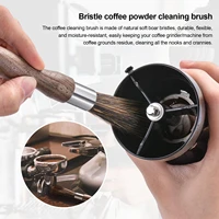 professional coffee brush natural bristle coffee grinder brush walnut handle espresso brush with lanyard for barista