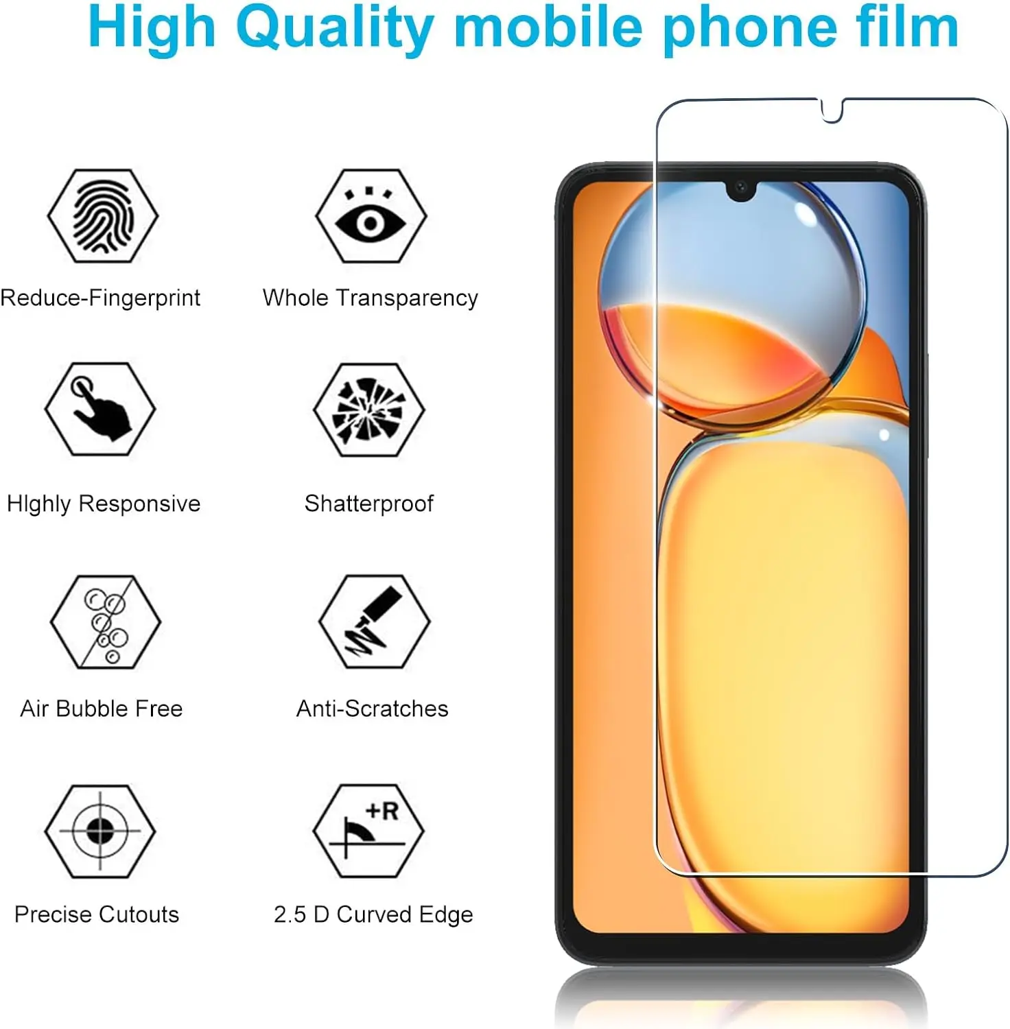 Закаленное защитное стекло высокой четкости с защитой от падений HD + закаленное