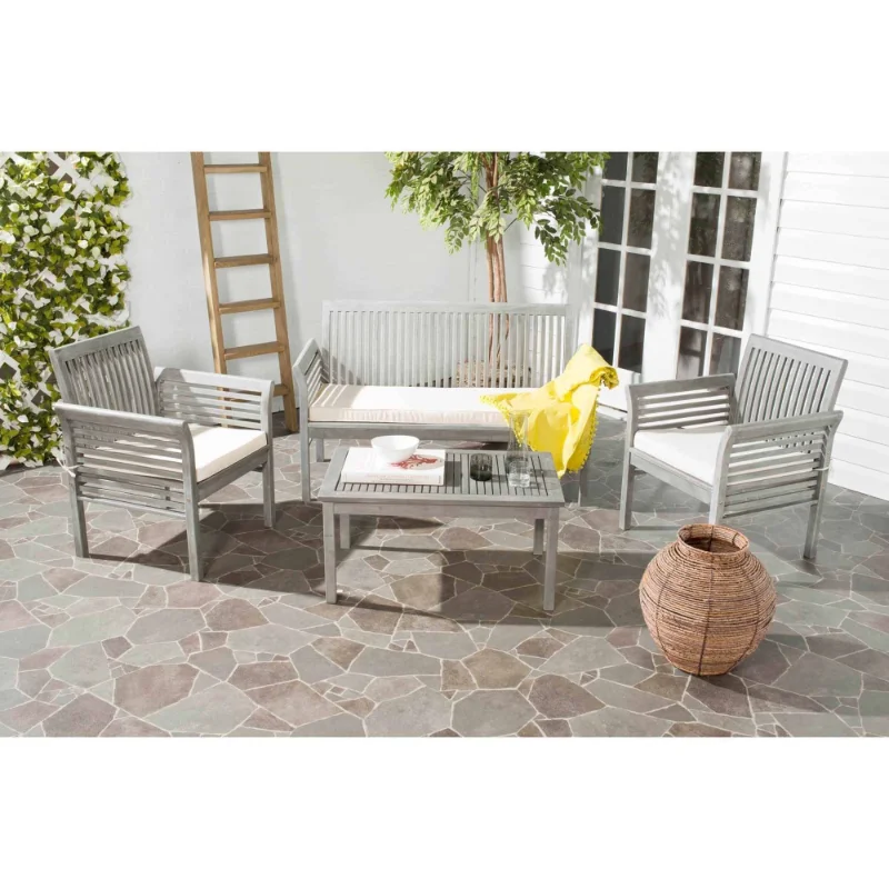 

Safavieh Carson 4-Piece Outdoor Set, Grey Wash/Beige