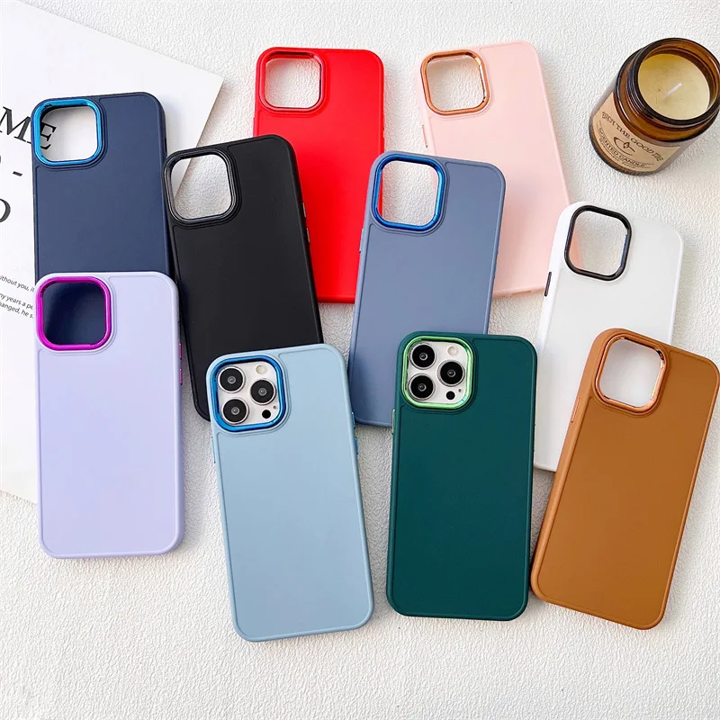 

New Electroplated Skin Feel Design For iPhone 14 13 12 11 ProMax Phone Case Groove Design For Anti Drop Protection Soft Cover