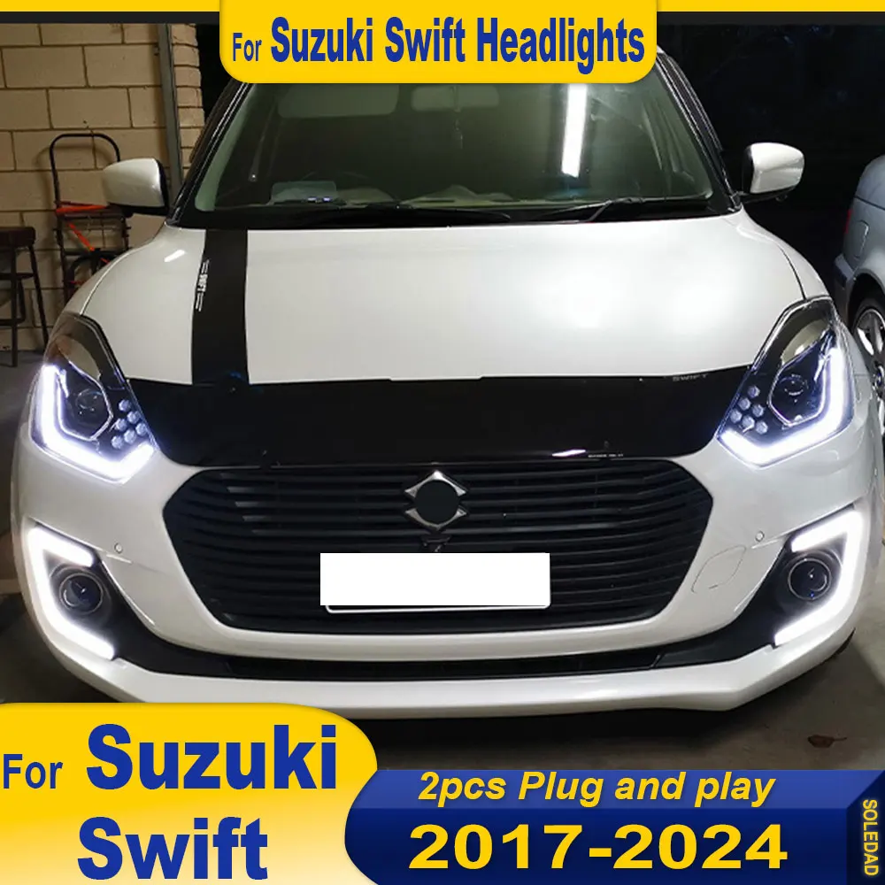 Фото Автомобильные светодиодные фары для Suzuki Swift 2018 2019 2020 2021 2022 2023 2024, модифицированные передние DRL, янтарные указатели поворота, аксессуары №2
