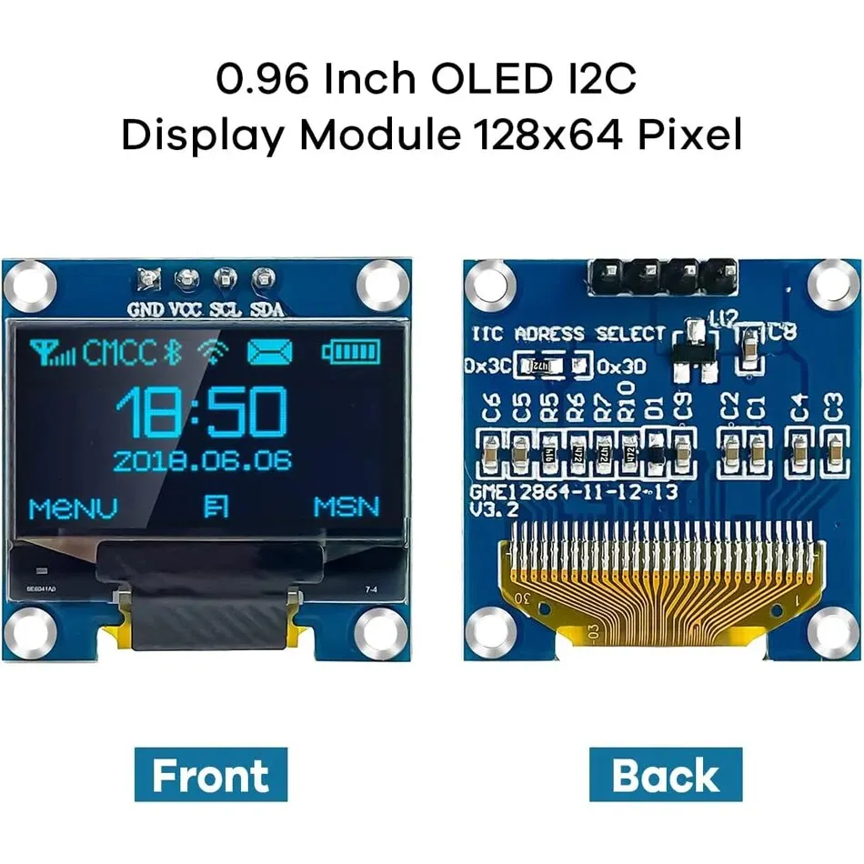 Оled-дисплей модуль I2C IIC 128x64 SS - D 1306 3 V-5V синий/синий желтый/белый для Arduino ESP32 ESP8266