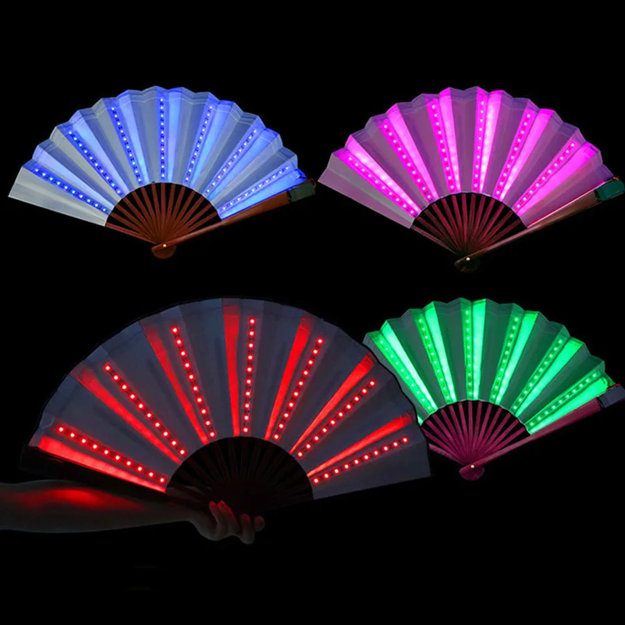 

Rechargeable Led Foldable Fan Glowing Fluorescent Fan Cool Bar KTV Party Decoration Lamp Nightclub DJ Show Props Light