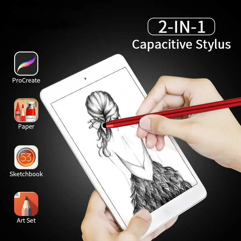 

2 in 1 Stylus Pen Capacitive Screen Touch Pencil Drawing Pen For Tablet Android Smartphone