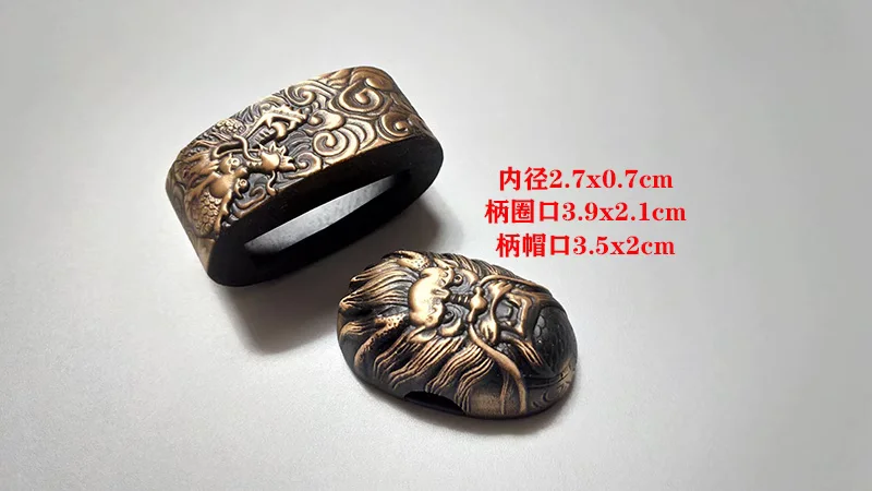 Фото Винтажный медный латунный набор аксессуаров Tsuka Oriental Dragon Tsuba Fushi Kashira Menuki к японскому самурайскому меча Катана №3