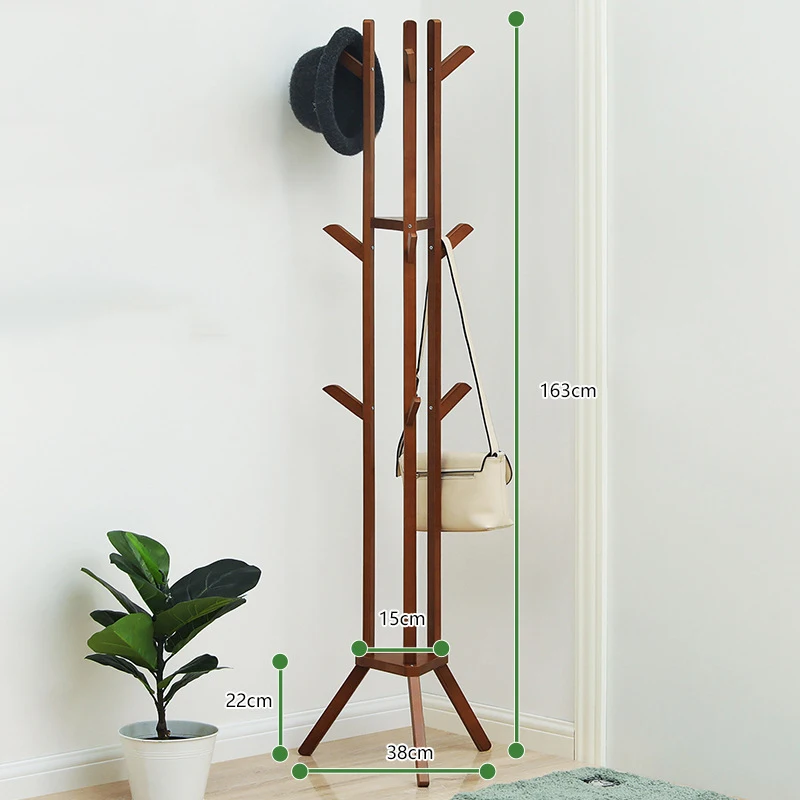 

Simple coat hat storage rack multifunctional floor-standing solid wood coat rack