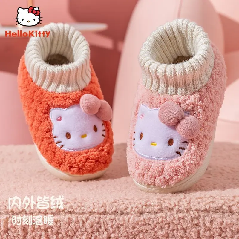 

Sanrio Kawaii Hello Kitty Cartoon Children's Cotton Shoes Girls Winter Cute Indoor Slippers Warm Girls Soft Bottom Slippers