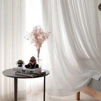3 colors elegant super soft beige cream white window tulle wave curtains for living room big chiffon sheer voile drapers bedroom