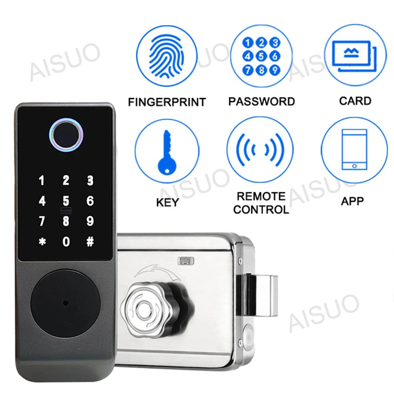 AISUO IP68 TUYA WIFI fingerprint magnetic card password key remote unlock courtyard apartment outdoor waterproof smart door lock - купить по