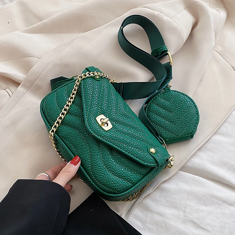 

2 Pieces Small Embroidery Thread PU Leather Crossbody Bags for Women 2022 Trendy Women's Branded Shoulder Handbags and Purses