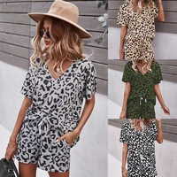 independent r d and design of leopard print home leisure suit 2022 spring and summer short sexy womens wear shorts set women