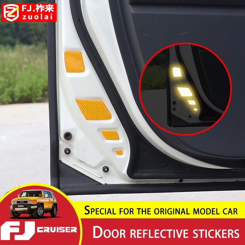 For Toyota FJ Cruiser Reflective Strips Door Reflective Stickers FJ Cruiser Door Opening Warning Sticker Epoxy Reflective Film