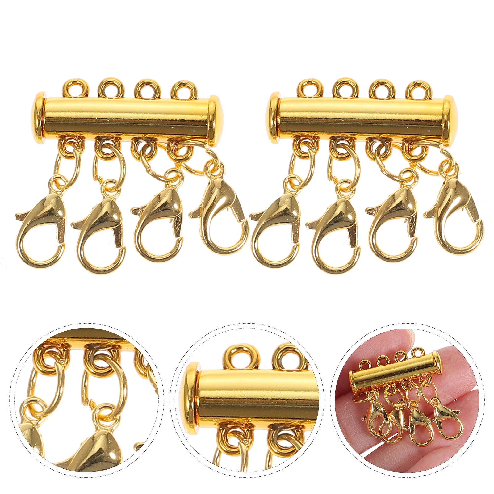 3 Pcs Copper Connect Buckle Magnetic Necklace Bracelet Clasps Bracelets Wrist Chain Multi-strand DIY