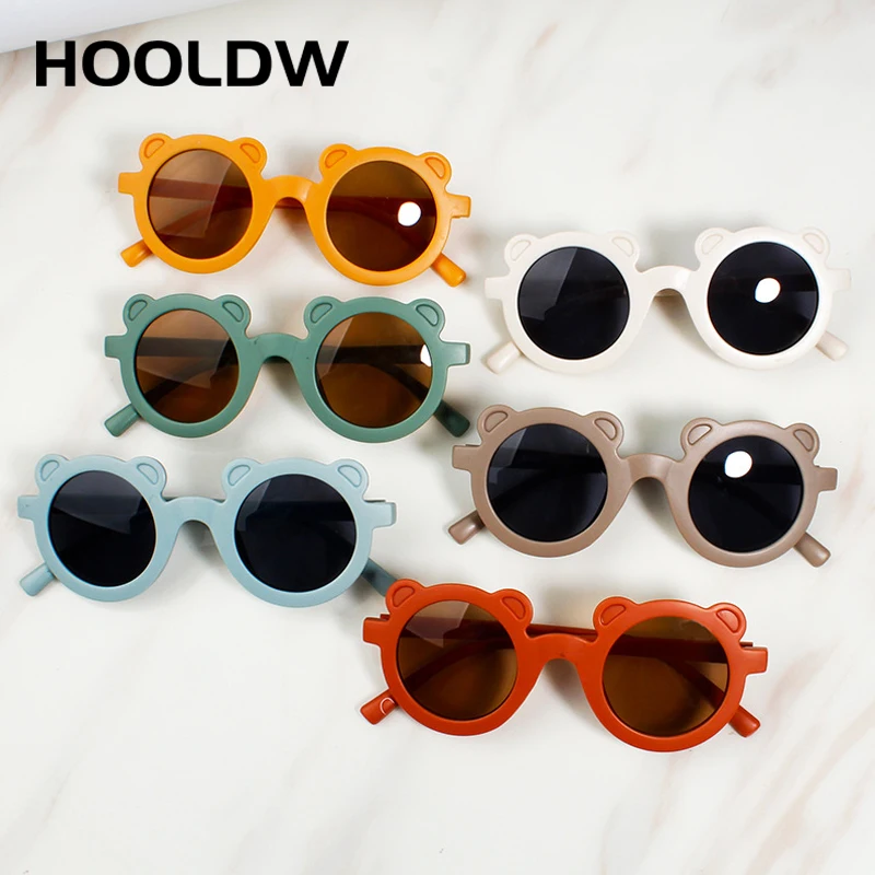 

Детские круглые солнцезащитные очки HOOLDW, Детские милые Мультяшные солнцезащитные очки с животными для мальчиков и девочек, уличные солнцез...