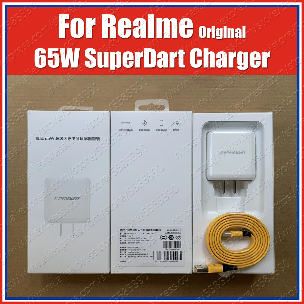 

VCU Chip Type C Original Realme 65w SuperDart Charger EU UK AU For Realme GT2 Pro Neo2 2T Q3 X7 Pro 9i 8i 8 Pro Narzo 50 30 20