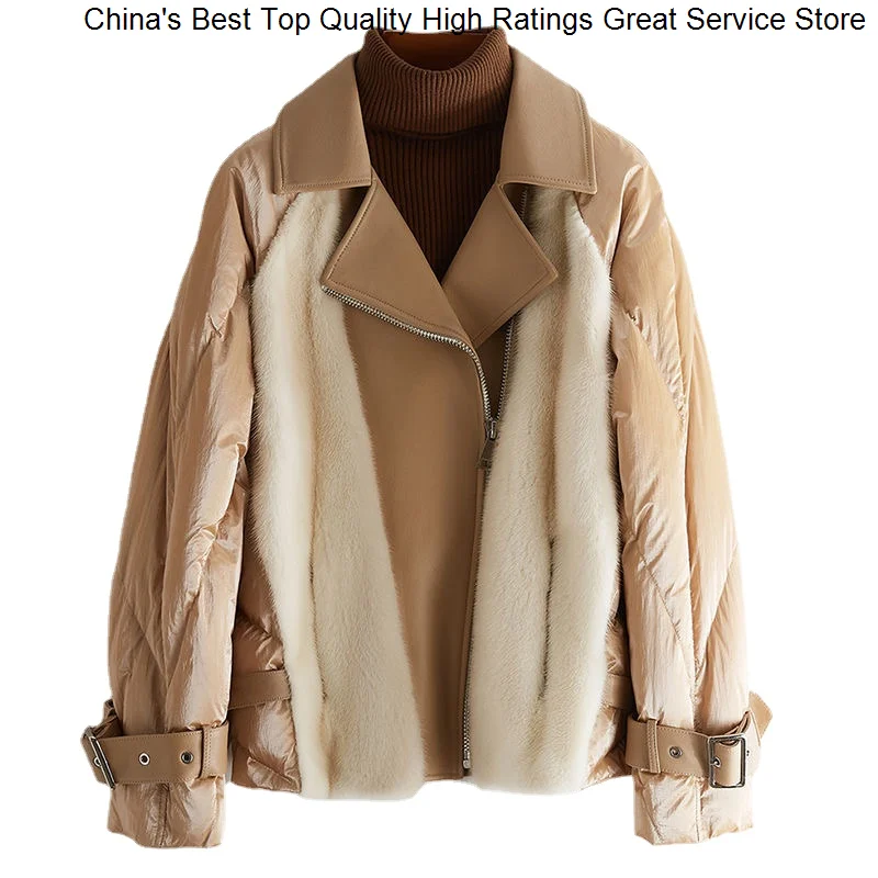 

Minimalism Women Winter Real Hwitex Mink Fur Fashion Luxury Trench fur Female Parka Coat HW1126