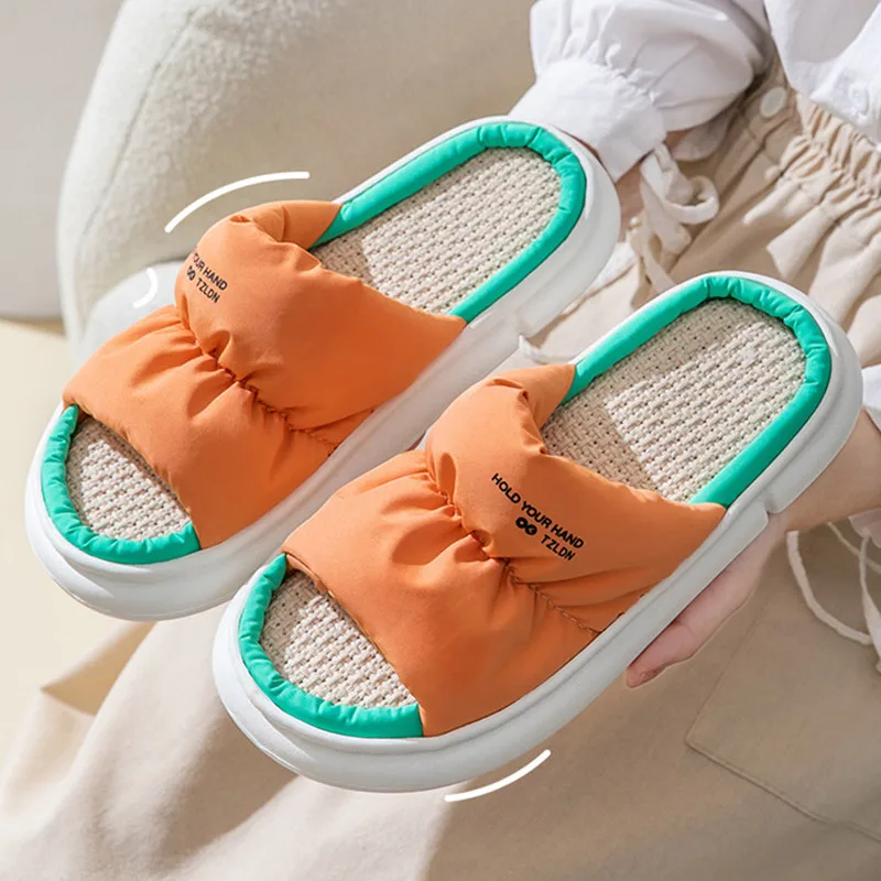 Indoor Women Men Platform Shoes Four Seasons Lovers Home Floor Slides Quiet Light Weight Female Slipper