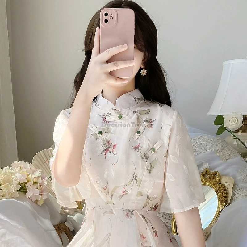 Ципао в улучшенном китайском стиле повседневное двубортное платье с