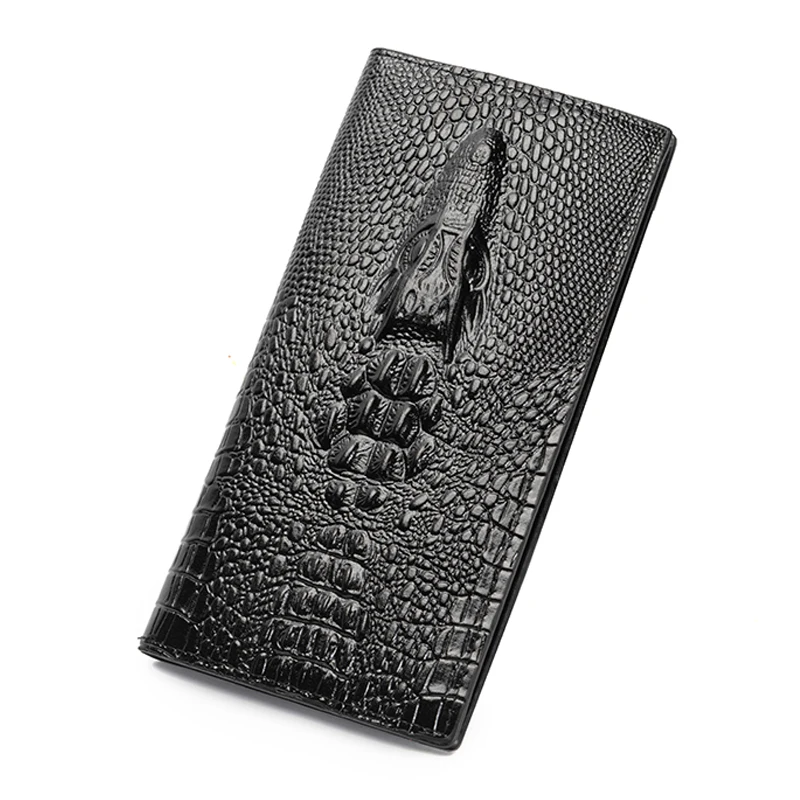 

Men's Cool Long Wallet Fashion Small Card Holder Money Collection Crocodile Texture Purse For Women
