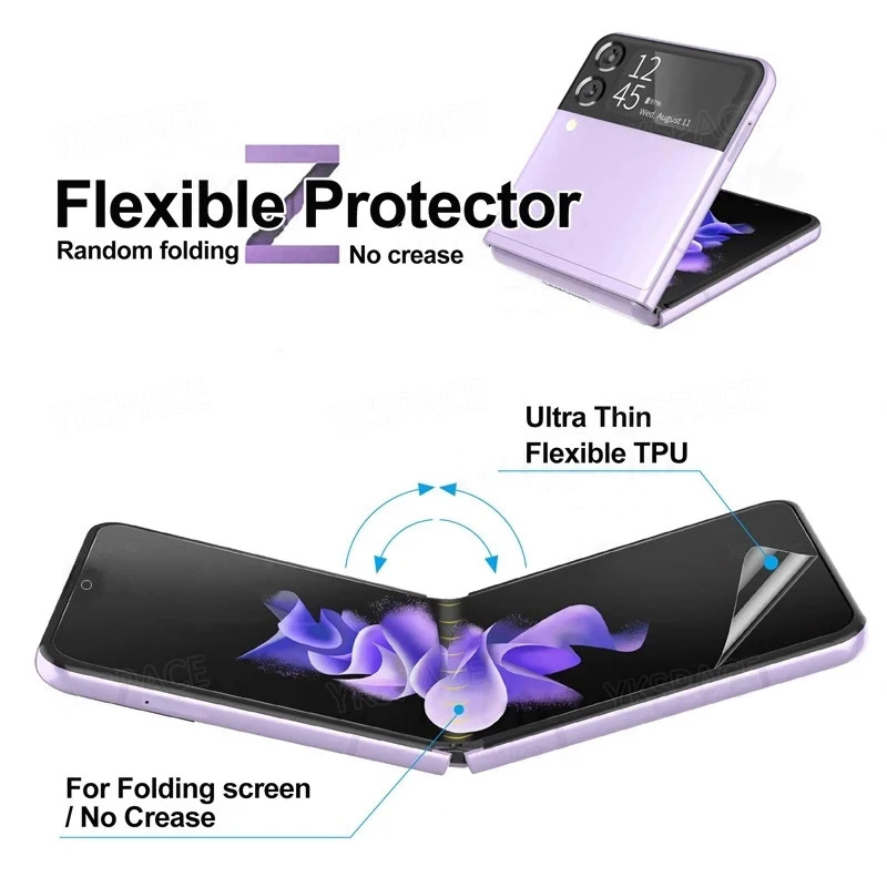 Защитная пленка 3 в 1 для Samsung Galaxy W23 W24 Z Flip 3 4 5 6 (art.: 3920bcf71f0c8) - 3920bcf71f0c8