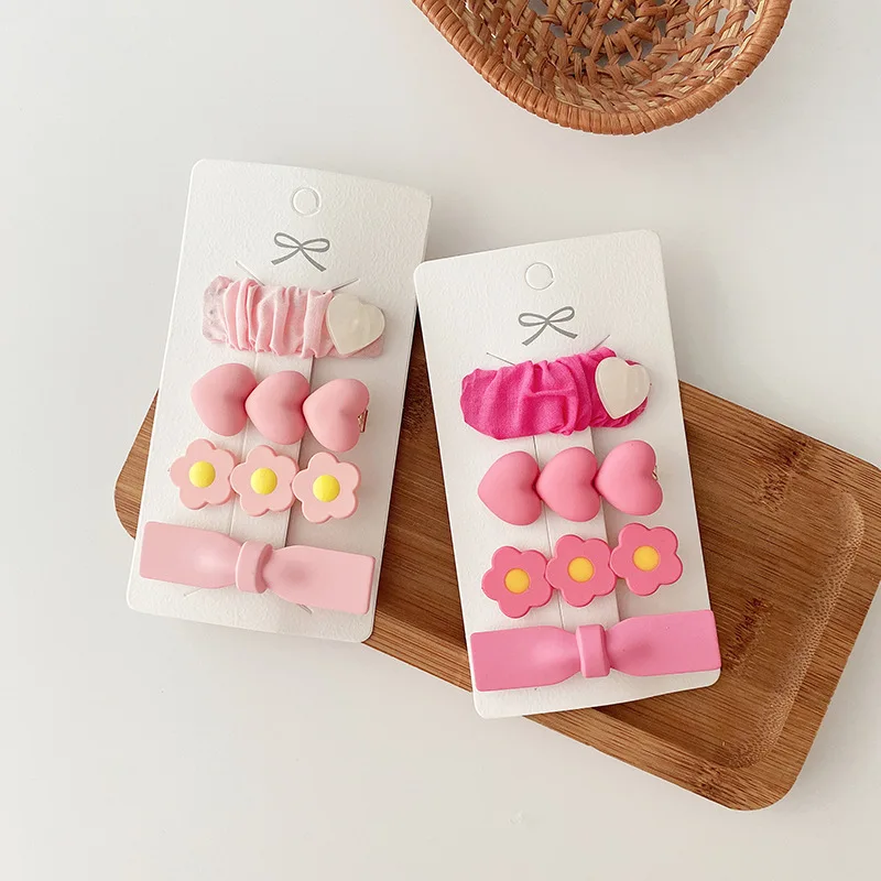 

4pcs/ Kid Girl Hair Clip Cute Floral Pink Series Haripin for Toddler Girl Sweet Princess Barrettes Little Girl Hair Accessories