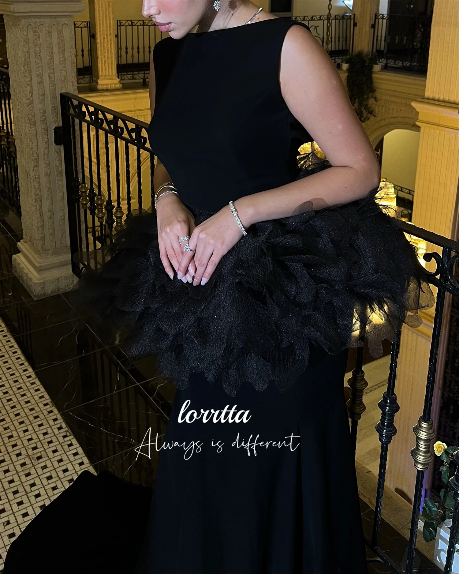 Фото Lorrtta Grace Fishtail Cut Backless Party Dress Черное вечернее вечернее платье Woman Robe Soiree De Luxe 2024 فساتين سهرة №3