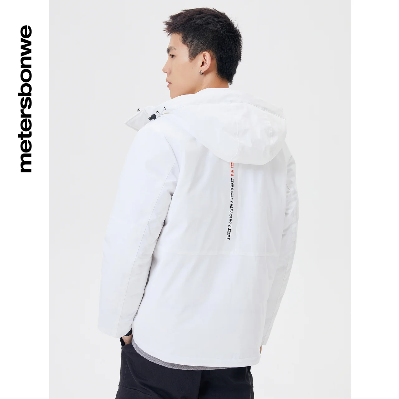 Metersbonwe Men's Multi-Pocket Hooded Cargo Down Jacket 80%Duck Down Thick Print Warm Wear Loose Male Hot Sale Winter Coat