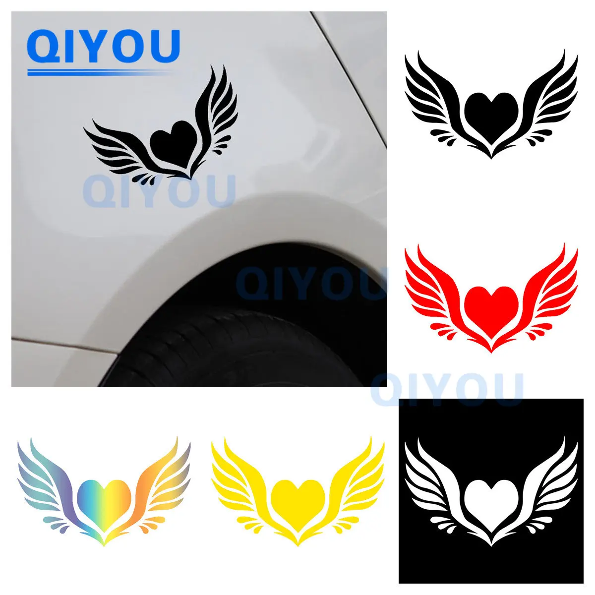 

Creative Angel Wings Love Exterior Accessories Car Stickers for Die-cut PVC Decal for Car Body Windshield Trolley Cases