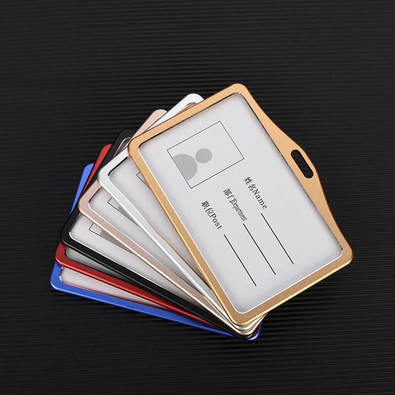1pcs employee id card holder case aluminium women men name id credit card cover metal work identity badge id business case free global shipping