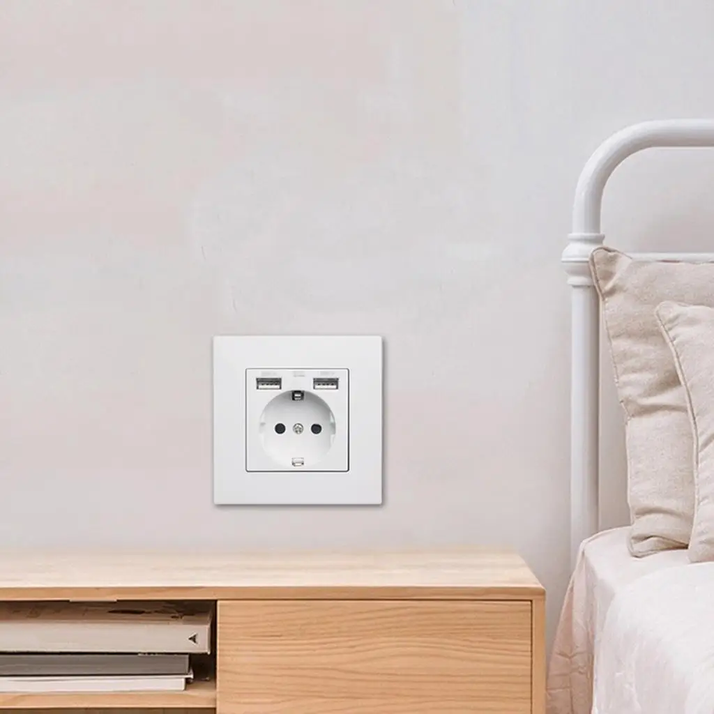 Розетка сетевая USB пластиковая панель 100 ~ 250 В 16 А 86x86 мм