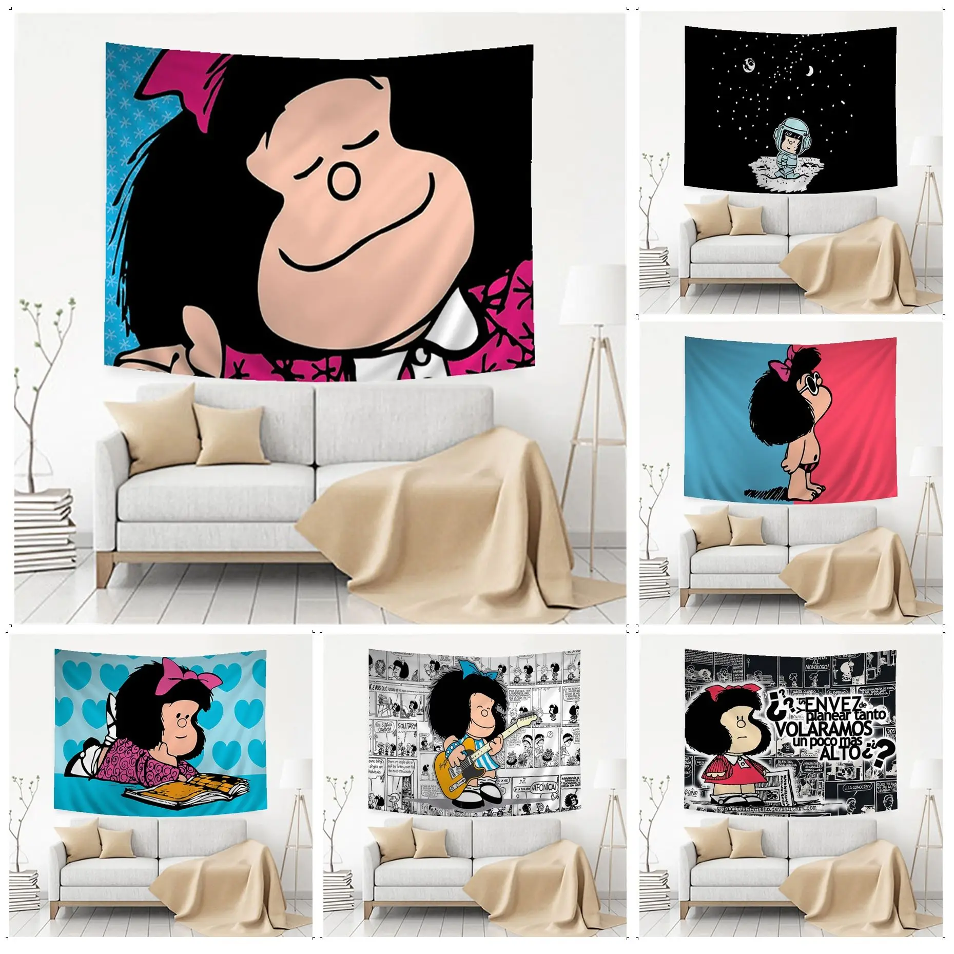 

Mafalda Girl Hanging Bohemian Tapestry Home Decoration Hippie Bohemian Decoration Divination Wall Art Decor