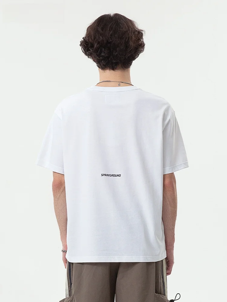 Sprayground 2024 летняя футболка с короткими рукавами и вышивкой в виде акулы модная