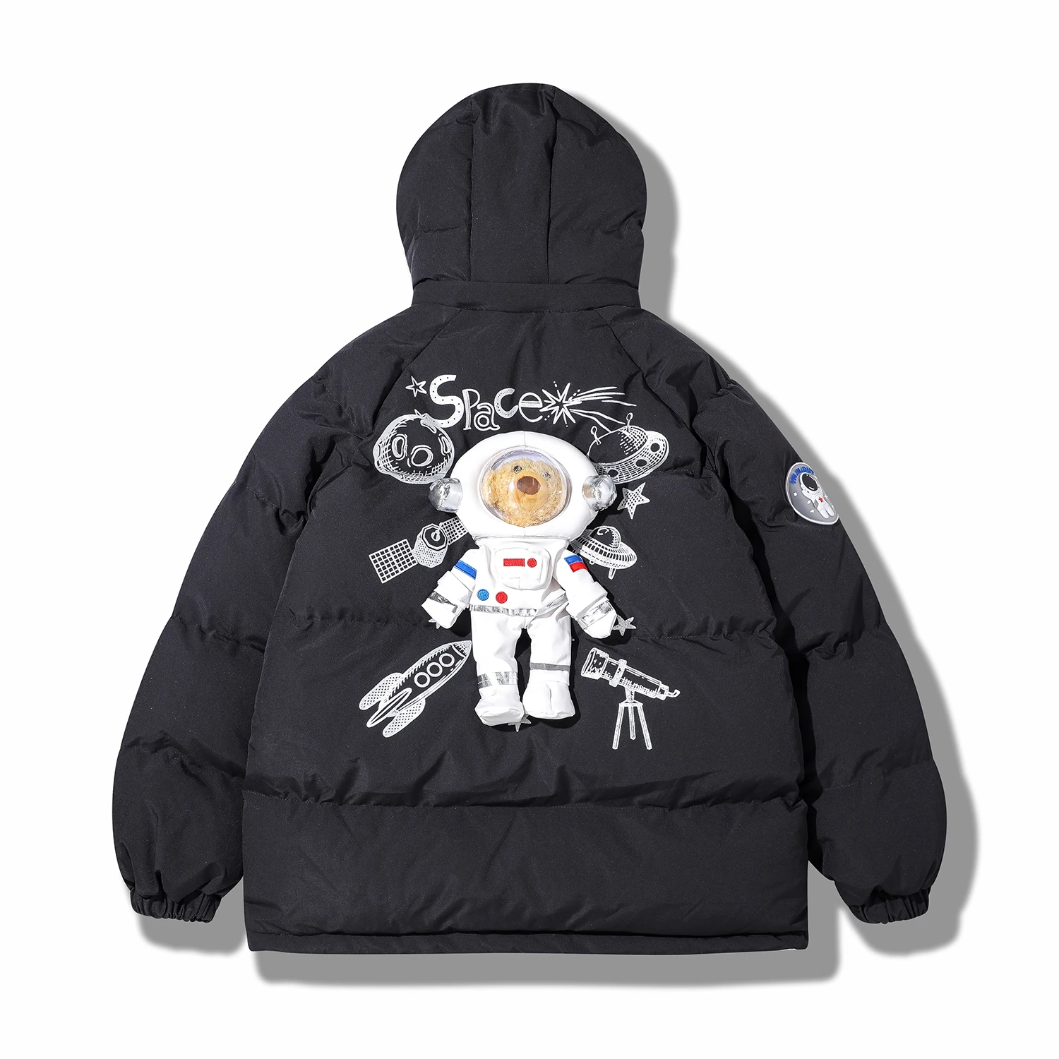 2022 Winter American Men Hip Hop Reversible Jacket Parka Astronaut Cotton Coat Men's and Women's Thickened Bread Coat Cotton