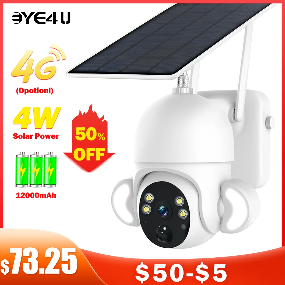 

4G Solar Camera 1080P Outdoor PTZ Wireless WiFi Waterproof Surveillance Cameras With Lamp Security Protection Floodlight Camera