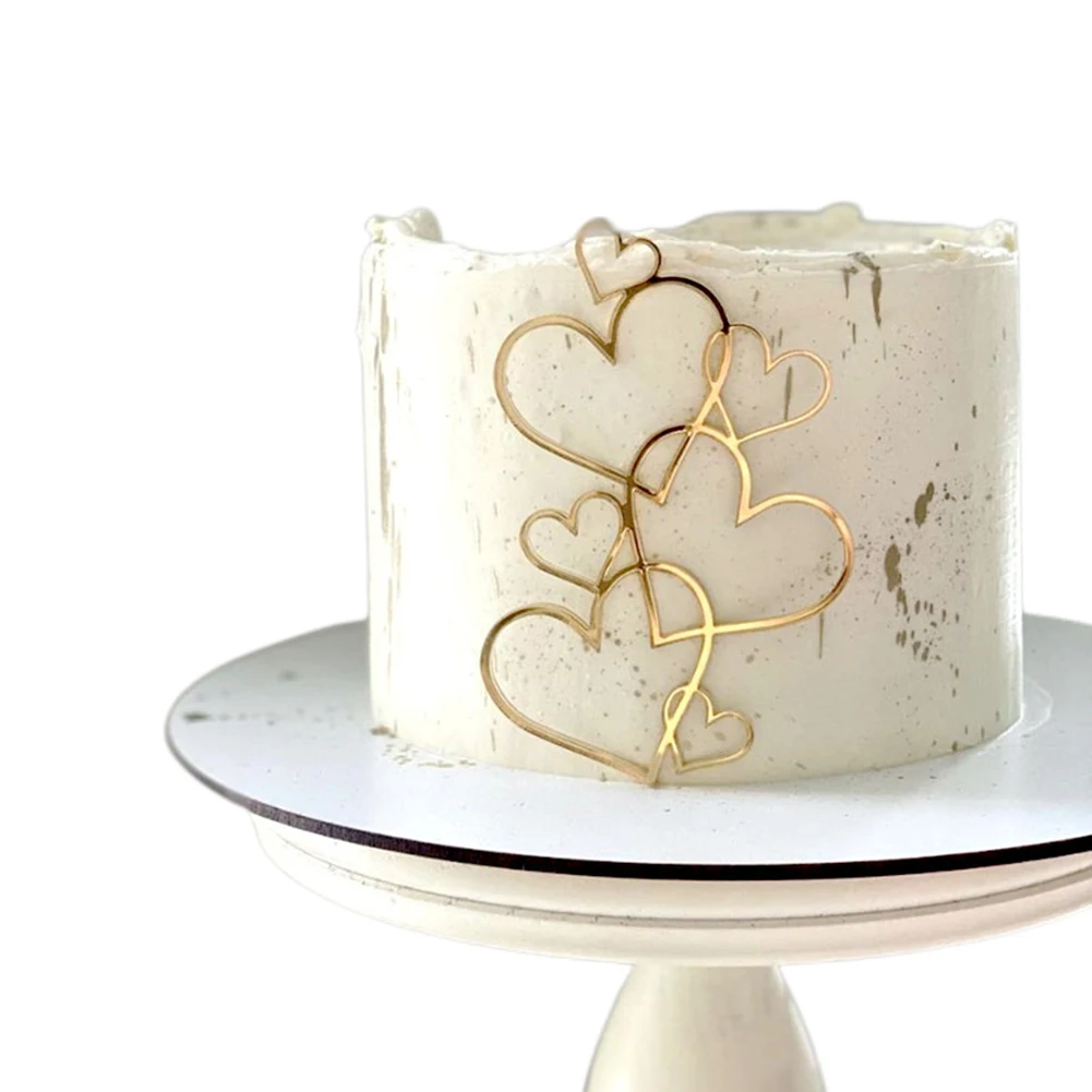 

7 Hearts Wedding Cake Topper Minimalist Gold Silver Love Heart Cakes Decoration Valentine's Day Dessert Party Decorations