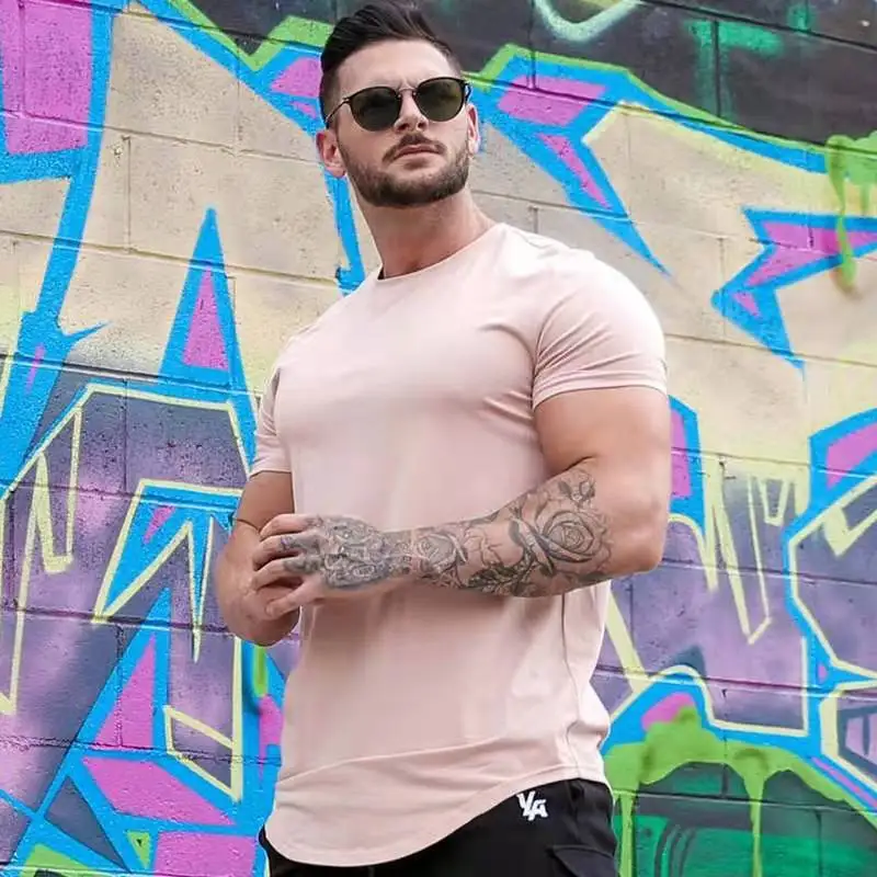 

Quick-drying Cotton Round Neck Sport T-shirt Gym Jerseys Fitness Shirt Trainer Running t shirt Men Breathable Bike Sportswear