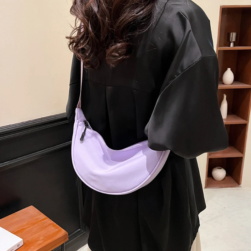 Модная Однотонная Женская Сумка Через Плечо Нейлоновая В Форме Бродяги С