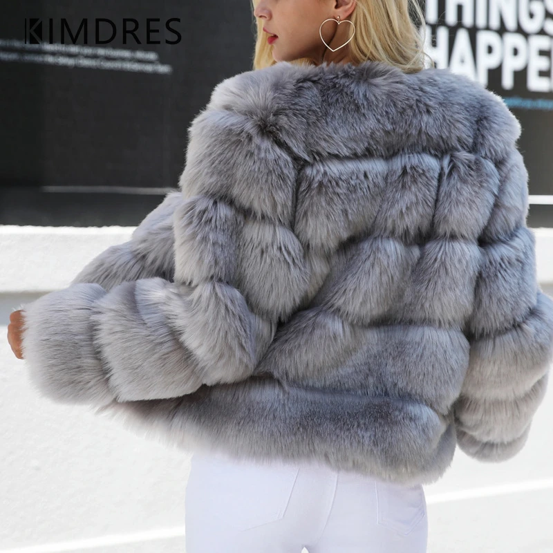 2021 New Winter Fox Faux Fur Fashion Warm Women's Faux Fur Coat Short Korean Slim Fake Artificial Fur Women Jacket Plush Coats