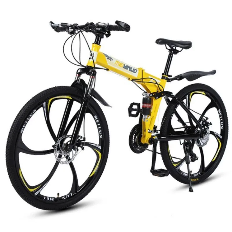 Купи Cycling City Foldable Mountain Bike Variable Speed Shock Bike 26 Inch Adult Bicycle Double Disc Brake Carbon Steel Frame Bicycle за 5,386 рублей в магазине AliExpress